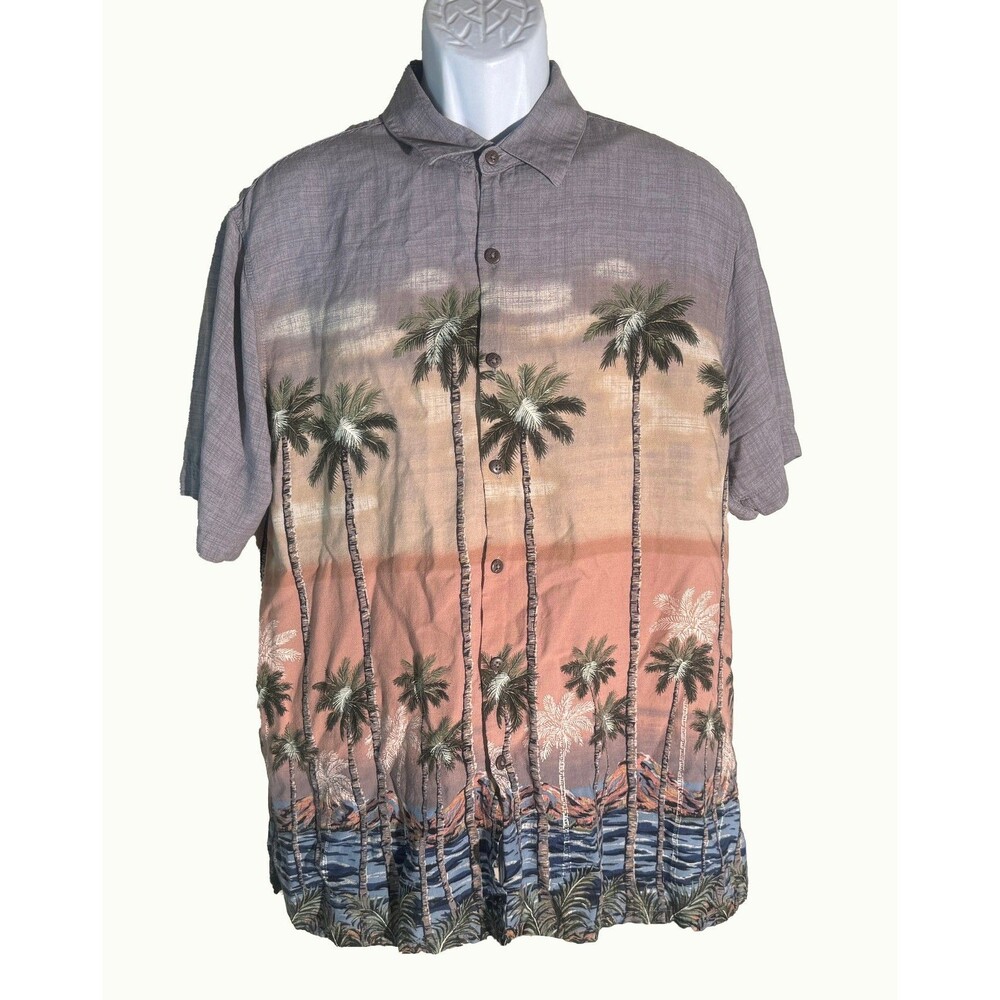 BATIK BAY Men's Short Sleeve Button Down Easy Care Rayon‎ Shirt XL